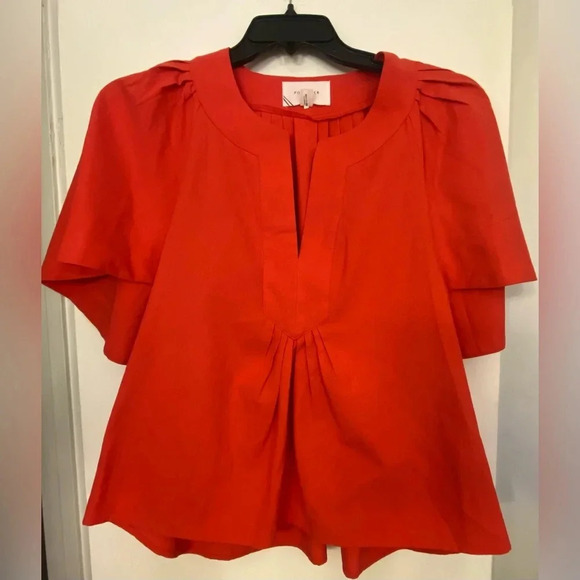 Pomander Place Red Finley Flutter Short Sleeve Top Size XS - Picture 5 of 10